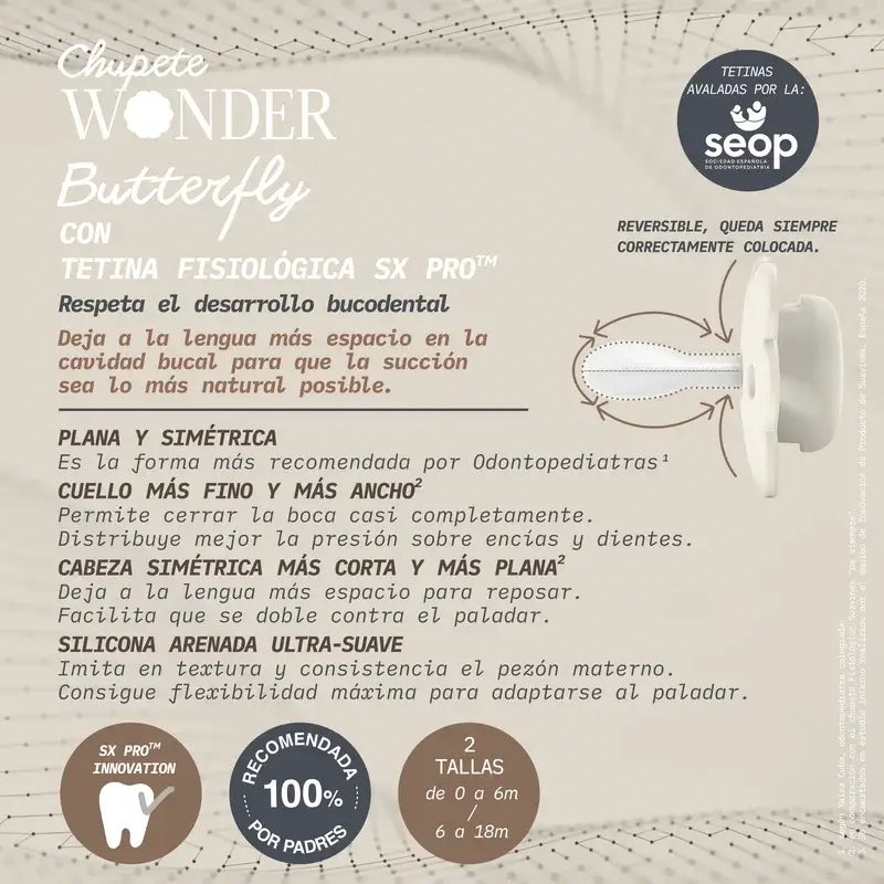 Suavinex Soother Sx Pro 6/18 Months, Wonderland Beige