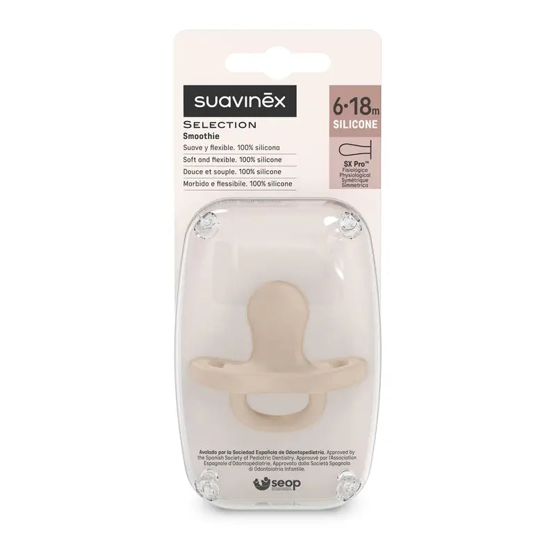 Suavinex Chupeta All Silicone Soother Sx Pro, 6/18 meses, creme irlandês