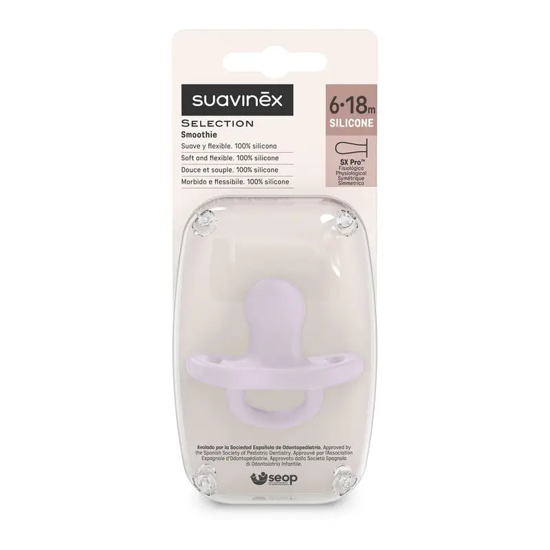 Suavinex Pacifier All Silicone Pacifier Sx Pro, 6/18 meses, Lavanda