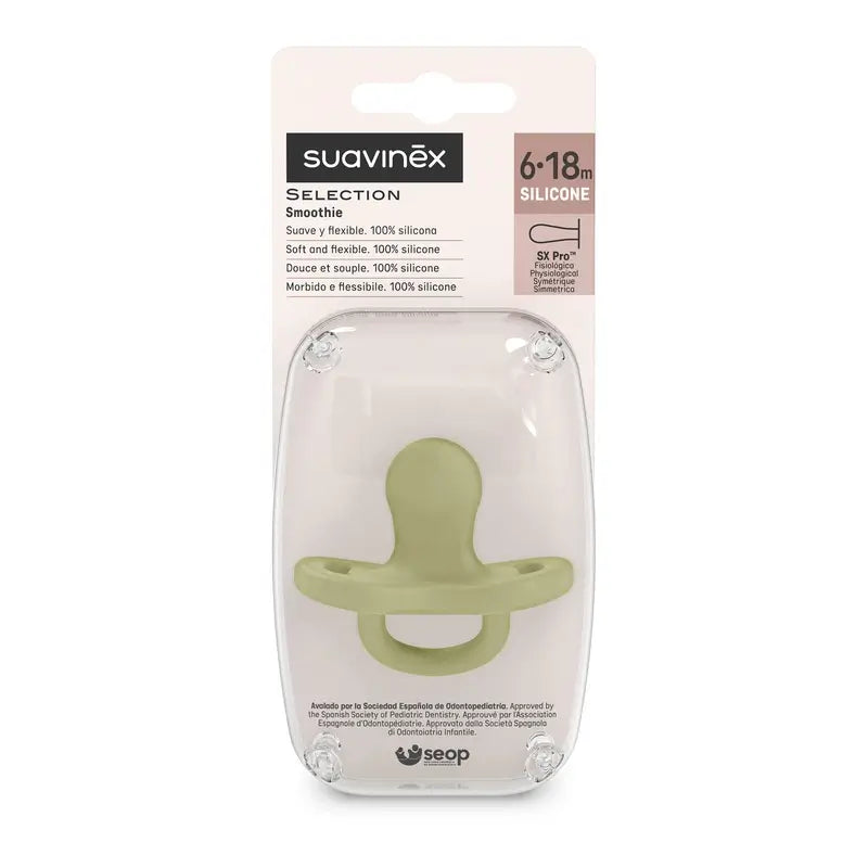 Suavinex Pacifier All Silicone Physiological Sx Pro, 6/18 meses, Verde Tartaruga