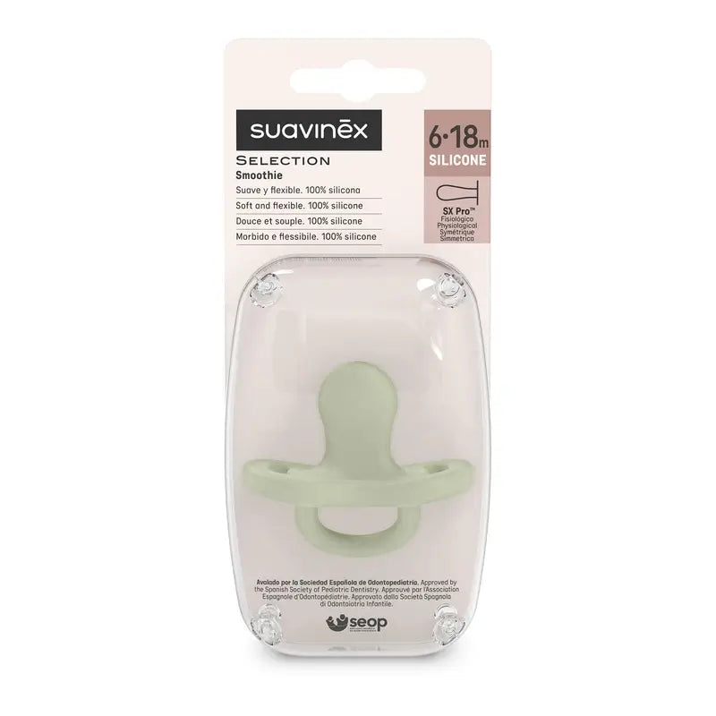 Suavinex Pacifier All Silicone Physiological Sx Pro, 6/18 meses, verde