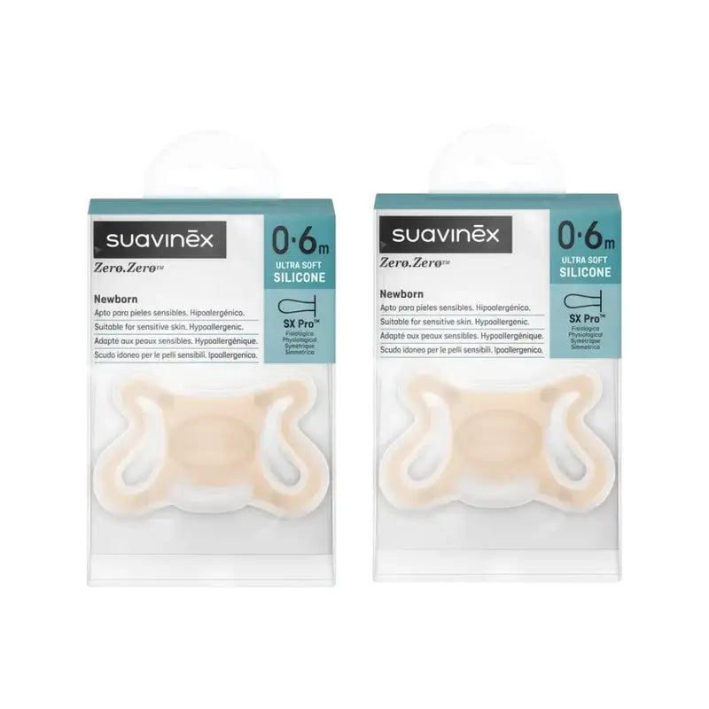 Suavinex Chupeta Zero Zero, -2/2 meses, justo, 2 unidades
