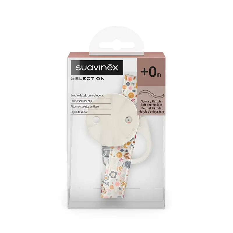 Suavinex Porta-chupeta de tecido +0 meses, Flores do país das maravilhas