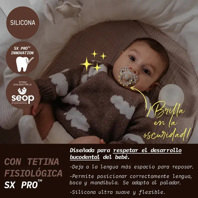 Suavinex Night & Day Night Soothers Sx Pro Teat 6/18 Months Cinzento, 2 unidades