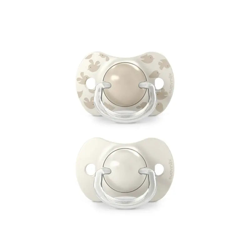 Suavinex Chupetas Tetina Sx Pro 6/18 Meses Passarinhos Bege, 2 unidades
