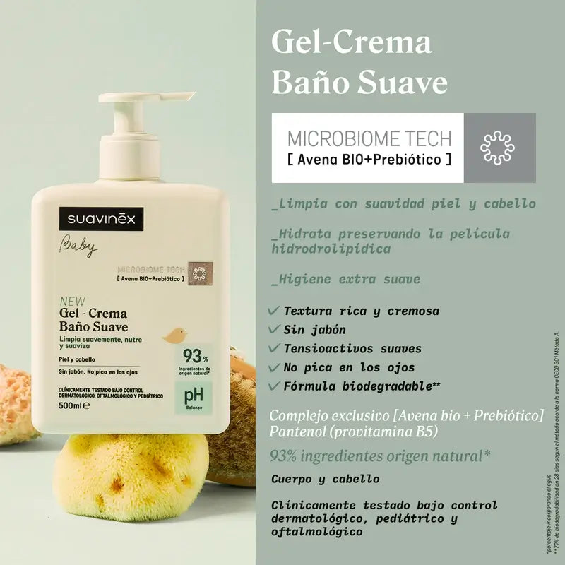 Suavinex Gel - Creme de Banho Suave para Bebés, 500 Ml