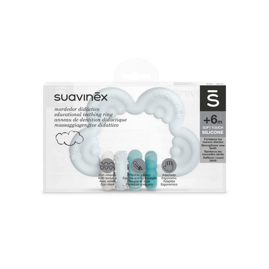 Suavinex Teether Mordedor de Silicone +6 Meses, Nuvem, Azul