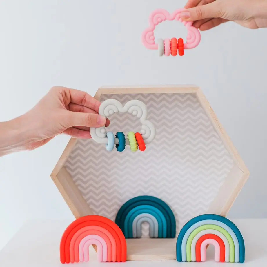 Suavinex Teether Mordedor de Silicone +6 Meses, Nuvem, Azul