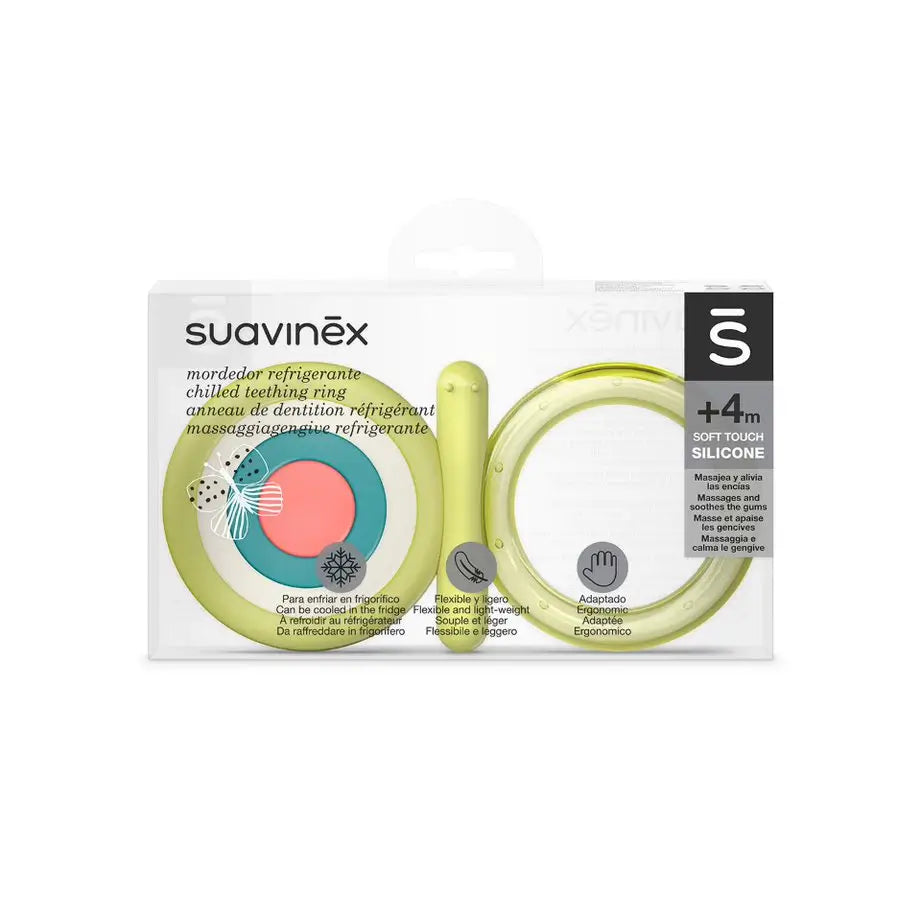 Suavinex Mordedor De Silicona Para Bebés +4 Meses. Mordedor Refrigerante. Anillo De Dentición Flexible Y Ligero. Color Verde 