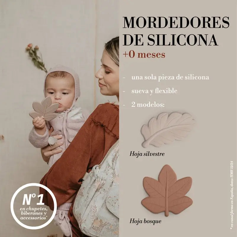 Suavinex Teether Mordedor de folhas em silicone, Rosa Poesia