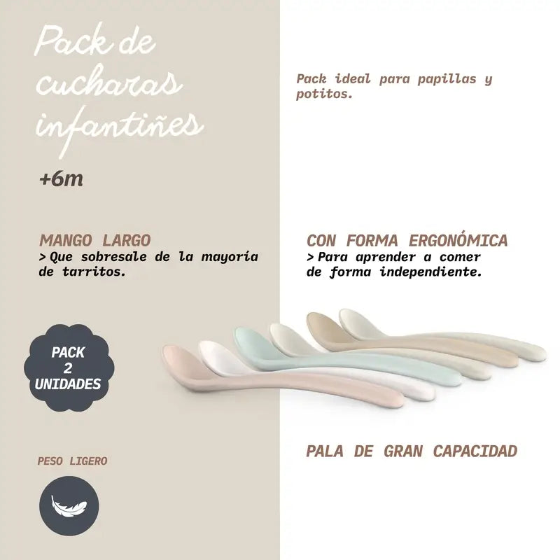 Suavinex Pack 2 Colheres didácticas, +6 meses, Bege