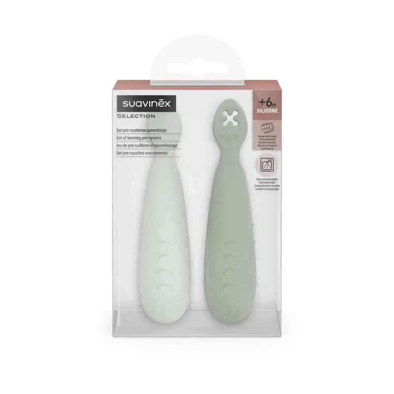 Suavinex Pack 2 Colheres de silicone, +6 meses, Verde