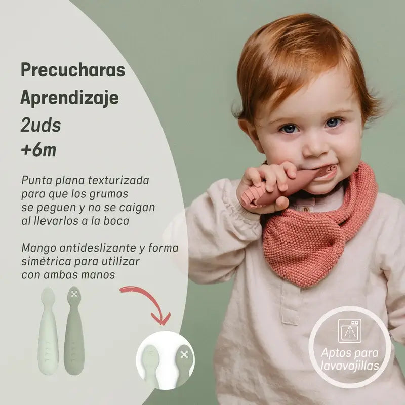Suavinex Pack 2 Colheres de silicone, +6 meses, Verde