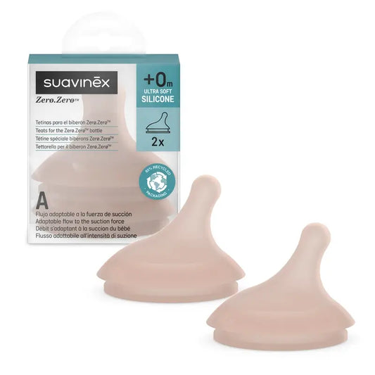 Suavinex Pack 2 Tetinas Zero Zero Fluxo Adaptável (A), +0 Meses, Profundo