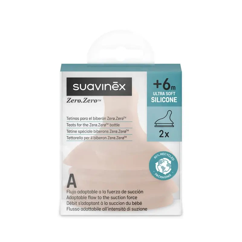 Suavinex Pack 2 Tetinas Zero Zero Adaptive Flow (A), +0 Meses, Médio