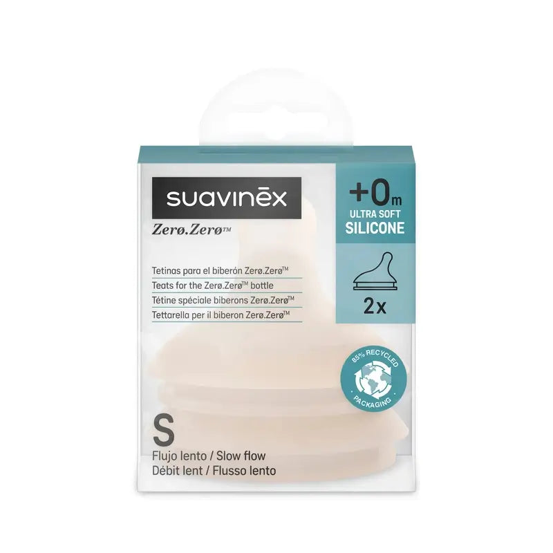 Suavinex Pack 2 Tetinas Zero Zero Fluxo Lento (S), +0 Meses, Leve