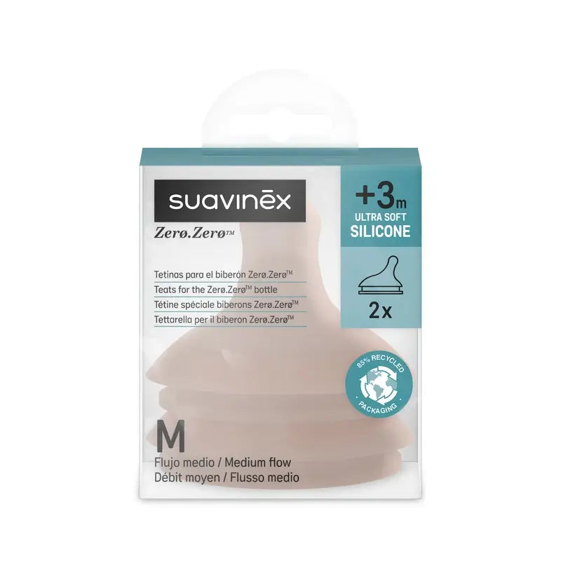 Suavinex 2 unidades de tetinas Zero Zero de fluxo médio (M), +3 meses, profundo