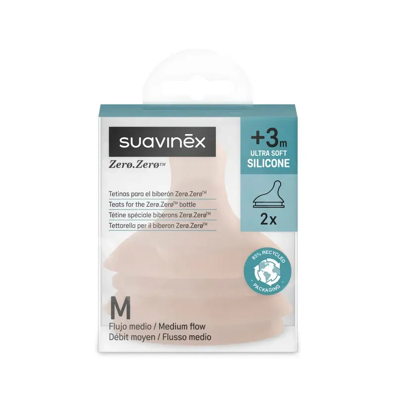 Suavinex 2 Pack 2 tetinas Zero Zero Medium Flow (M), +3 meses, Médio