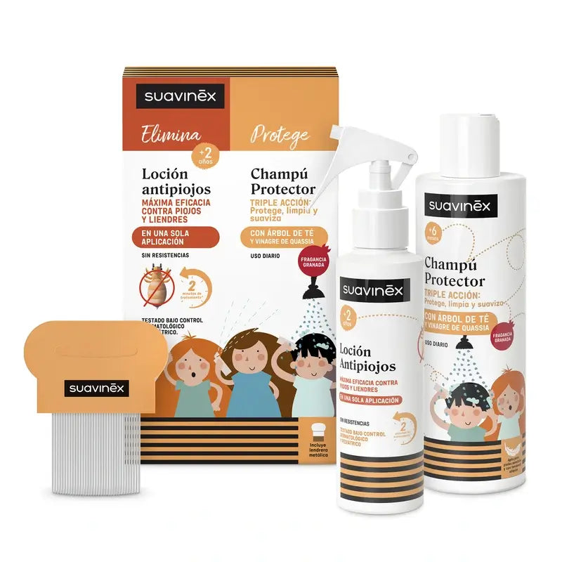 Pack Suavinex Loção Anti-piolhos 125 Ml + Champô Protetor 250 Ml + Repelente de Piolhos, +2 Anos