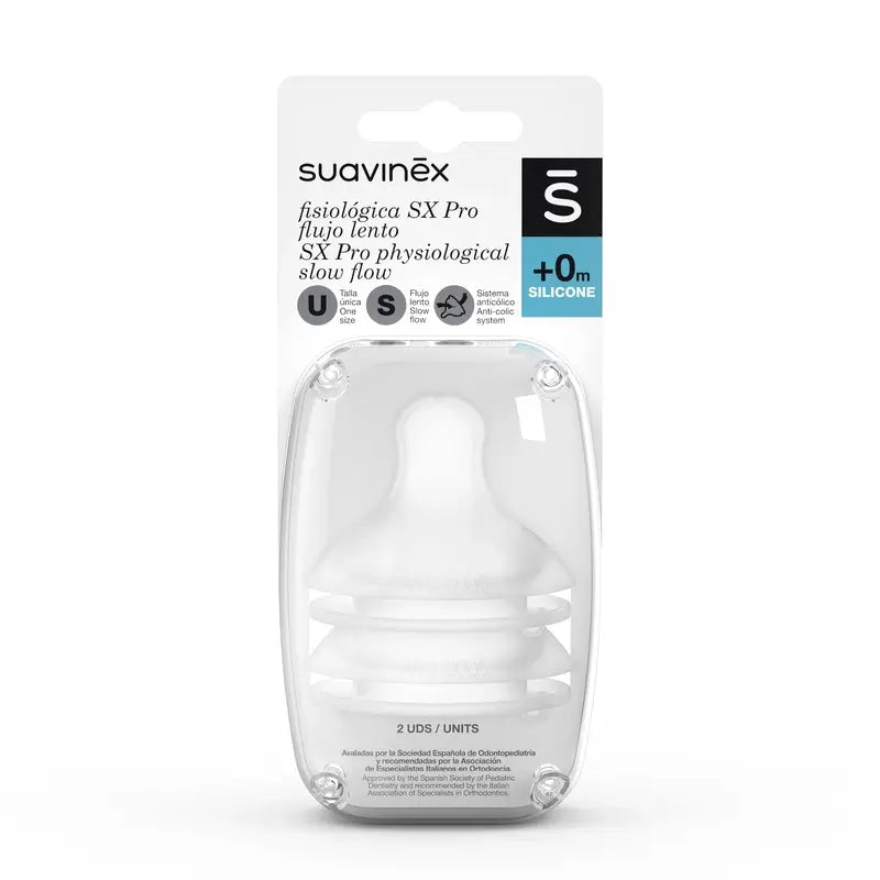 Suavinex Pack 2 Tetinas Physiological Sx Pro Silicone. Fluxo lento (S)