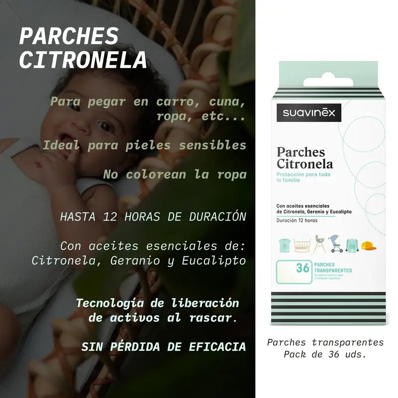 Suavinex Citronella Mosquito Repellent Patches, 36 unidades