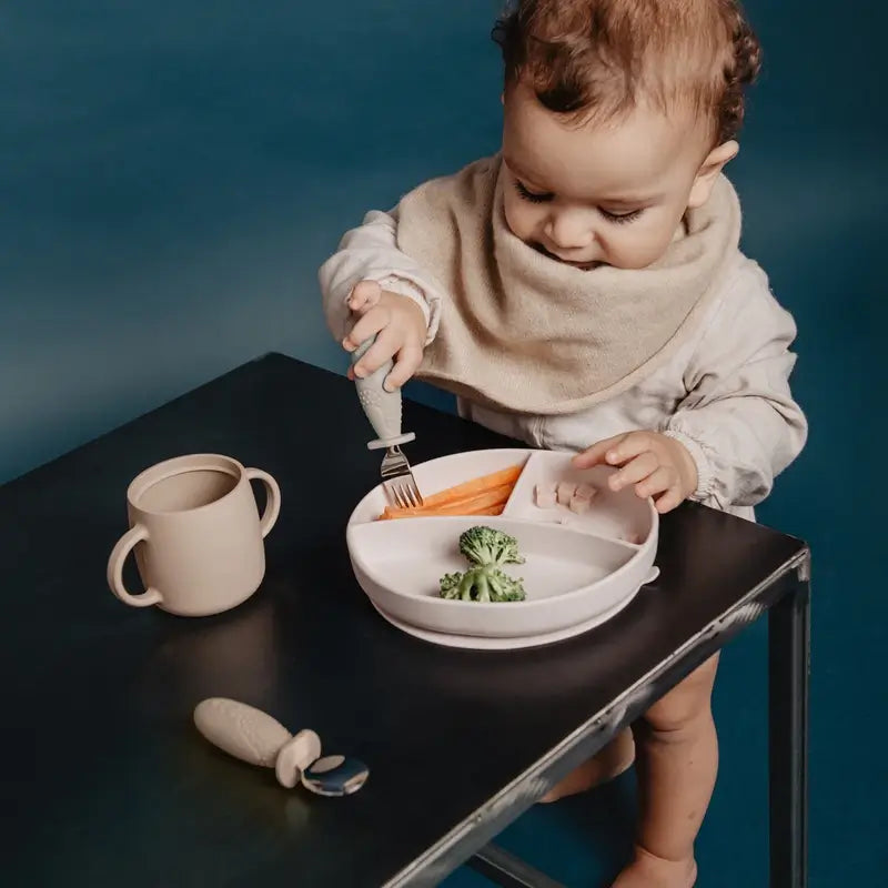 Suavinex Prato de silicone com ventosa e divisões, +6 meses, cor-de-rosa