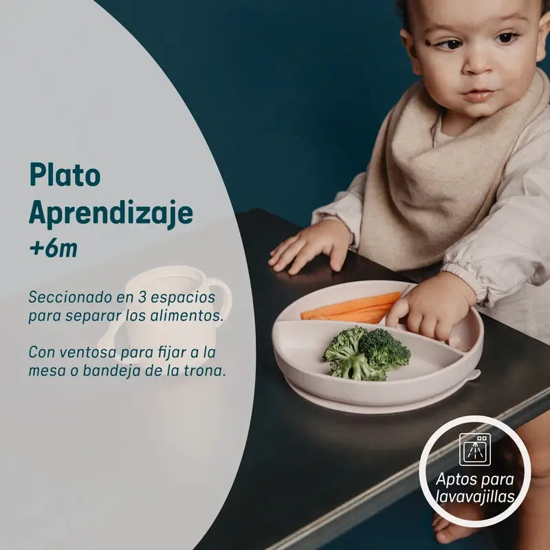 Suavinex Prato de silicone com ventosa e divisões, +6 meses, verde