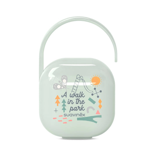 Suavinex Porta-chupetas para bebé verde, para transportar 2 chupetas, 1 unid.