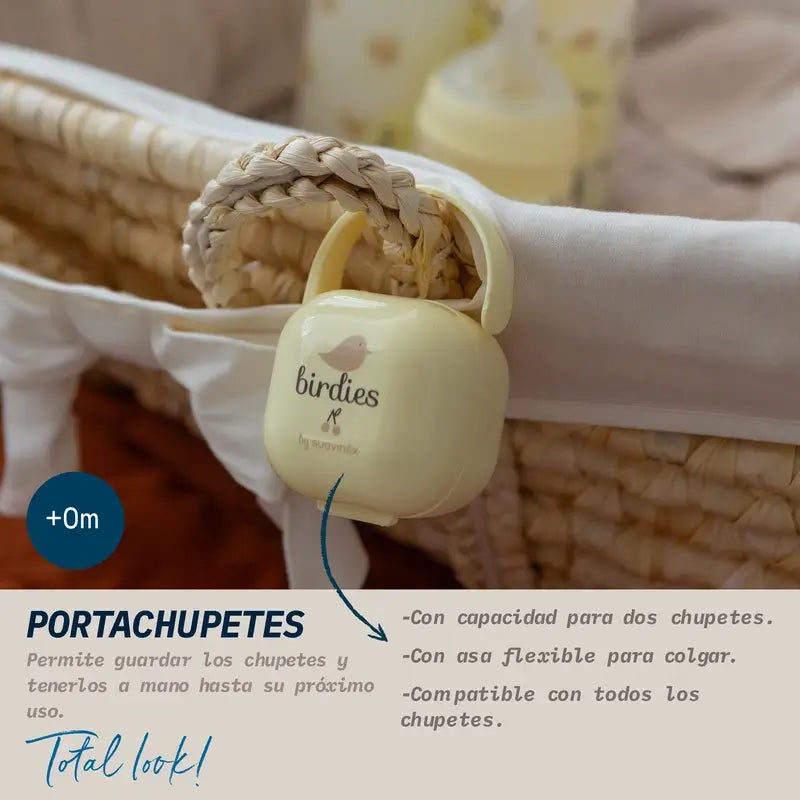 Suavinex Porta-chupetas +0 Meses Passarinhos Bege