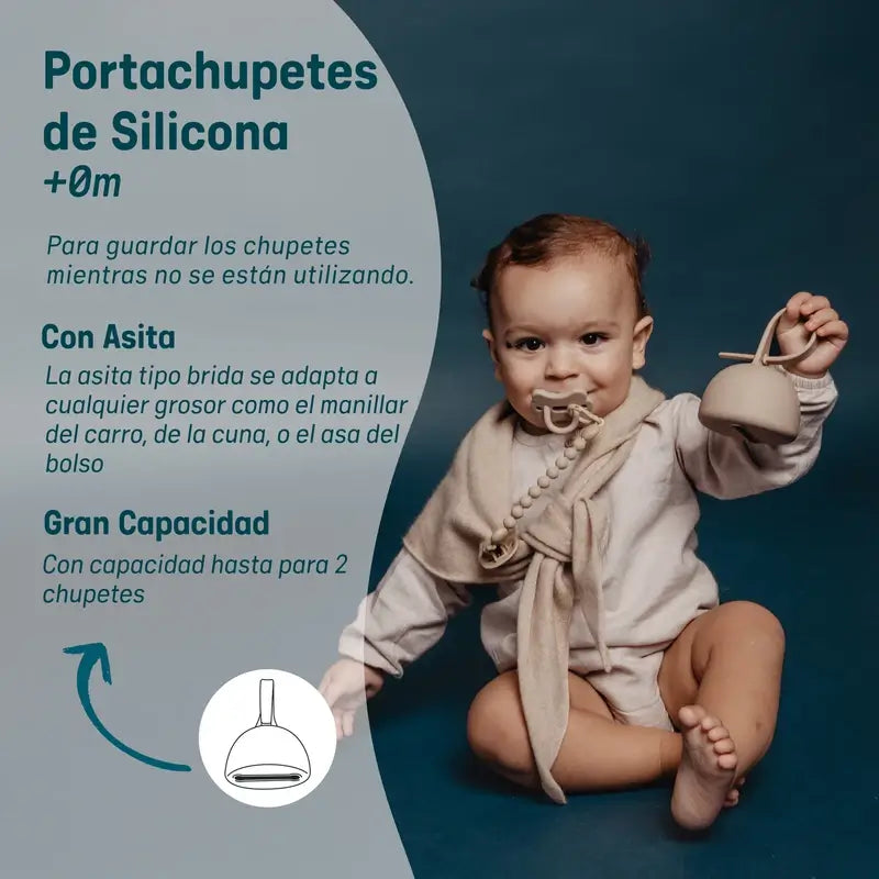 Suavinex Porta-chupetas de silicone com pega, +0 meses, azul balada
