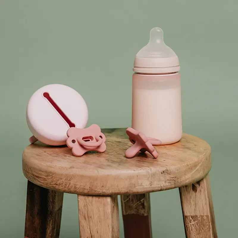Suavinex Porta-chupetas de silicone com pega, +0 meses, fúcsia