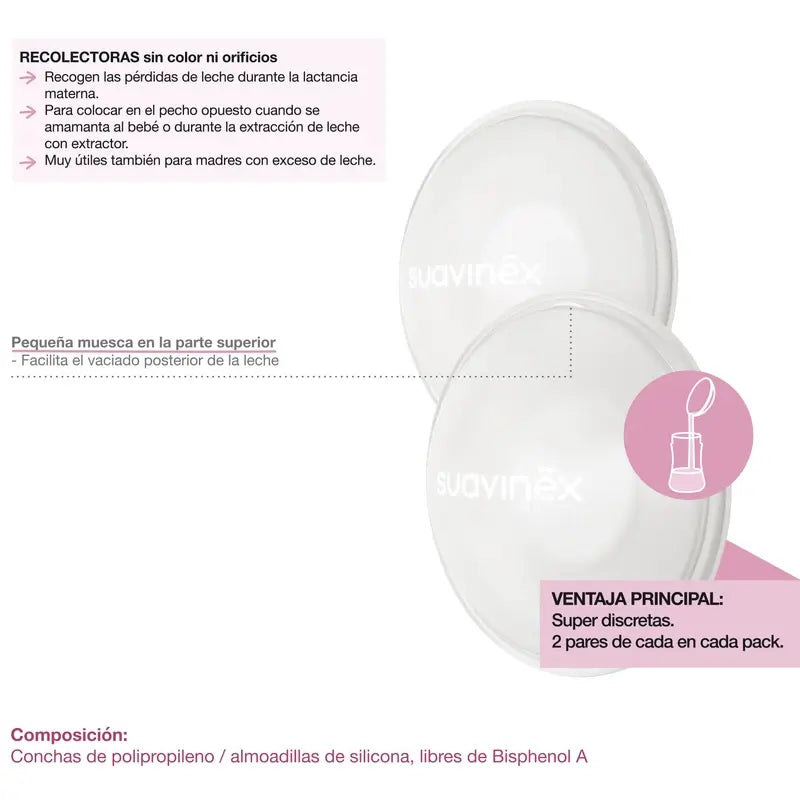 Conjunto Suavinex 2 conchas de proteção e 2 conchas de coleção