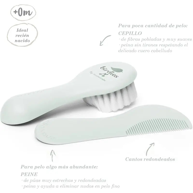 Escova e pente para bebé Suavinex, verde
