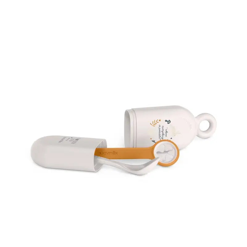 Conjunto Suavinex Colher + Estojo porta-colher + Suporte para batom, +4 meses, Bege Maravilha