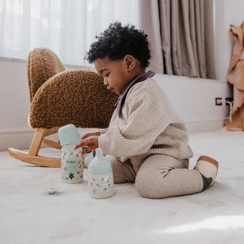 Conjunto de biberões e chupeta Suavinex Rosa +0M Passarinhos Verde