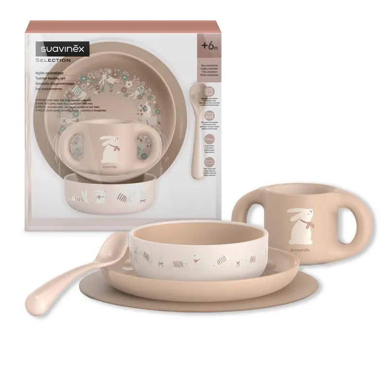 Suavinex Louça para bebé +6 meses, cor-de-rosa