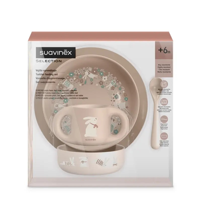 Suavinex Louça para bebé +6 meses, cor-de-rosa