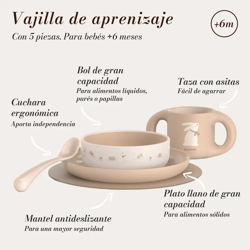 Suavinex Louça para bebé +6 meses, cor-de-rosa