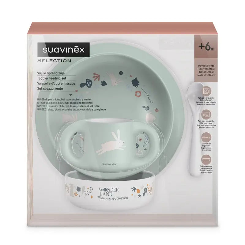 Suavinex Louça para Bebé +6 Meses, Branco Verde