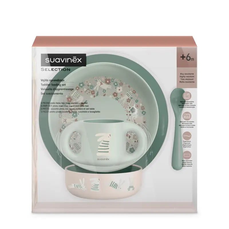 Suavinex Louça para Bebé +6 Meses, Branco Verde