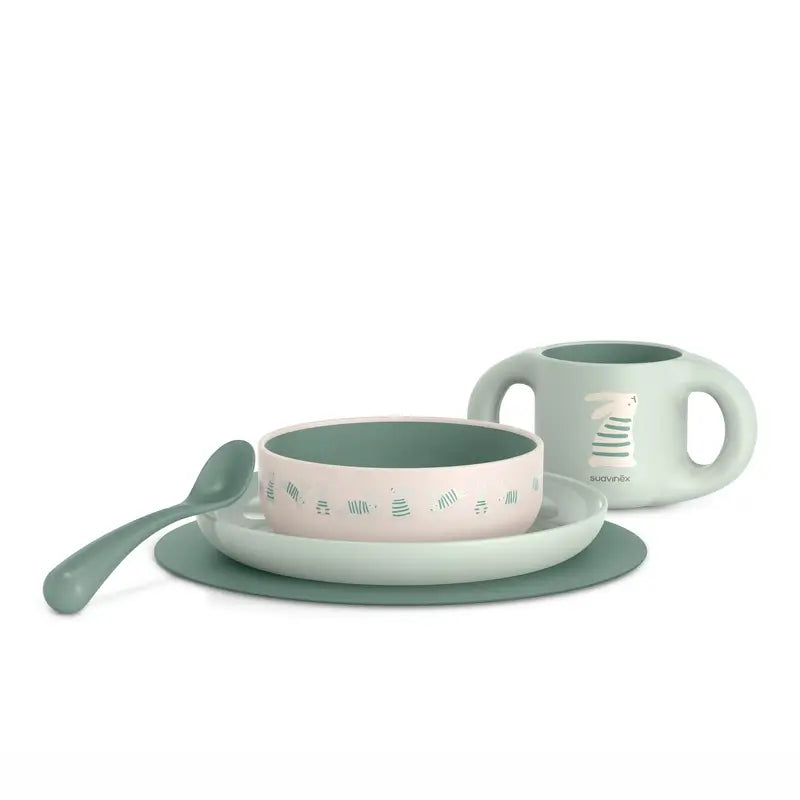 Suavinex Louça para Bebé +6 Meses, Branco Verde