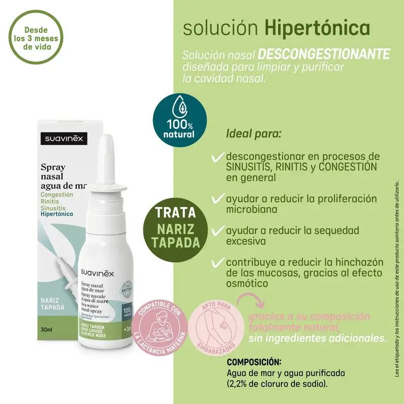 Suavinex Spray Descongestionante Nasal para Bebés +3 Meses, 30 ml