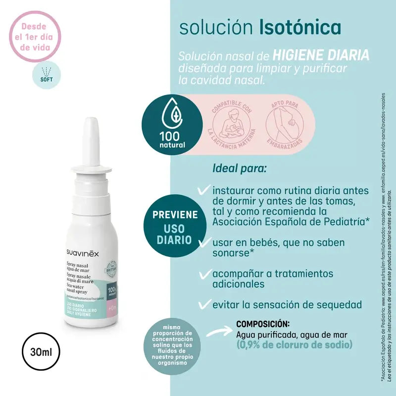 Suavinex Spray Nasal Isotónico Para Bebés +0 Meses, 30 ml