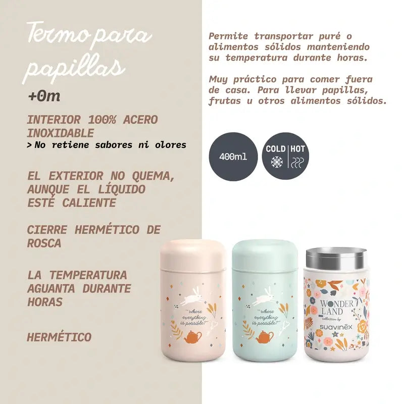 Suavinex Papillero Thermos 400 Ml, Flores do País das Maravilhas