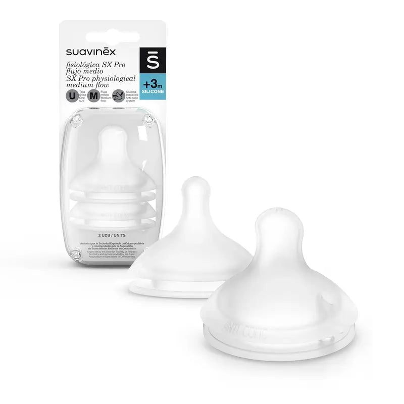 Suavinex 2 pacotes de tetinas fisiológicas Sx Pro Silicone. Fluxo médio (M)