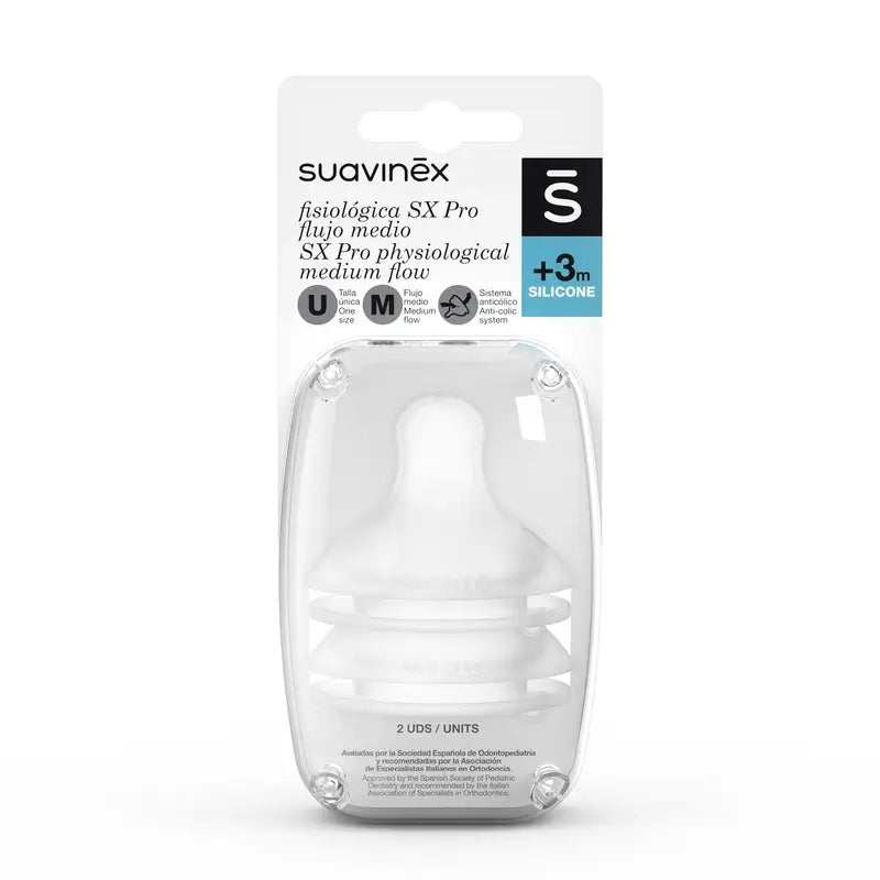 Suavinex 2 pacotes de tetinas fisiológicas Sx Pro Silicone. Fluxo médio (M)