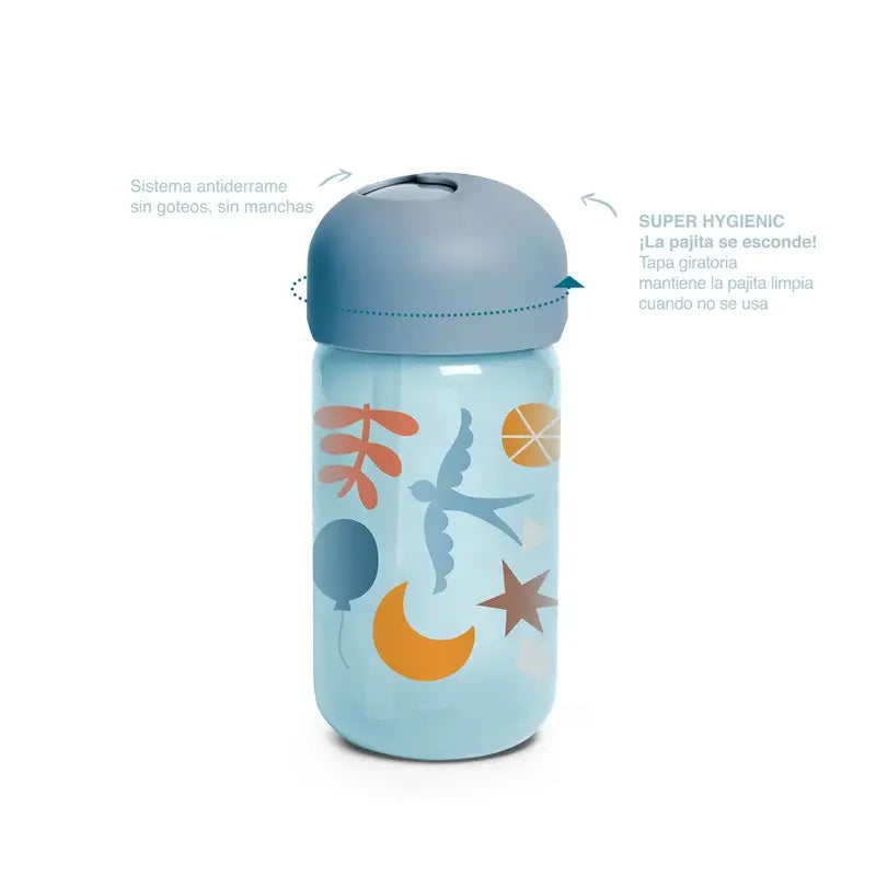 Suavinex Copo de treino com palhinha 340 ml, não entorna, +18 meses, azul