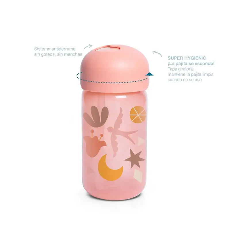 Suavinex Copo de treino com palhinha 340 ml, não entorna, +18 meses, cor-de-rosa
