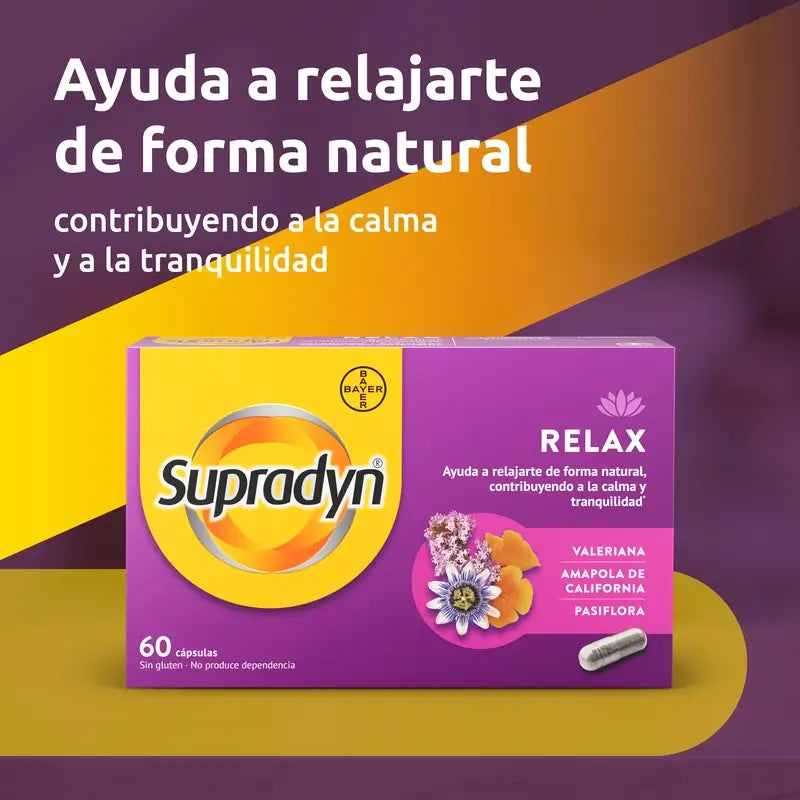 Supradyn Relax, Calm and Tranquility com passiflora e valeriana, 60 cápsulas