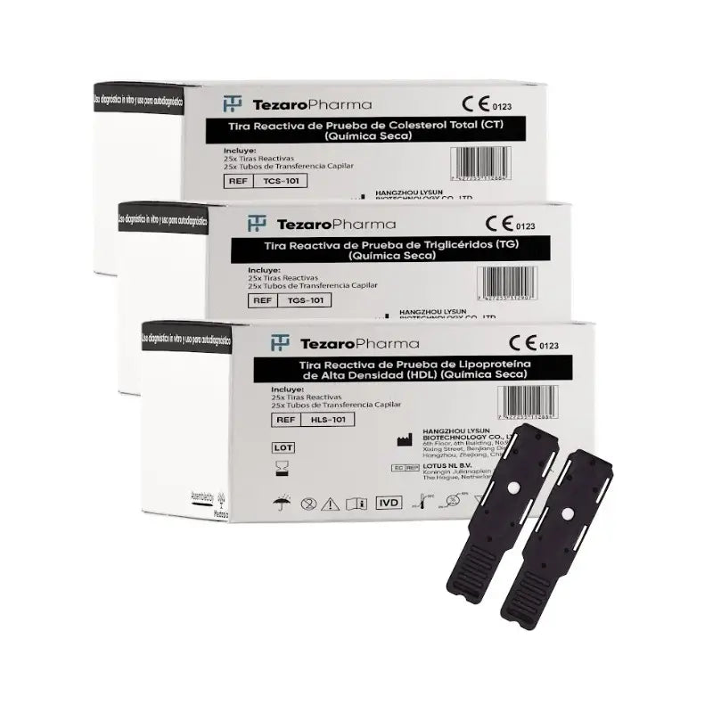 Surgicalmed Hdl Cholesterol Test Strips & Tubes, 25 tiras + 25 tubos